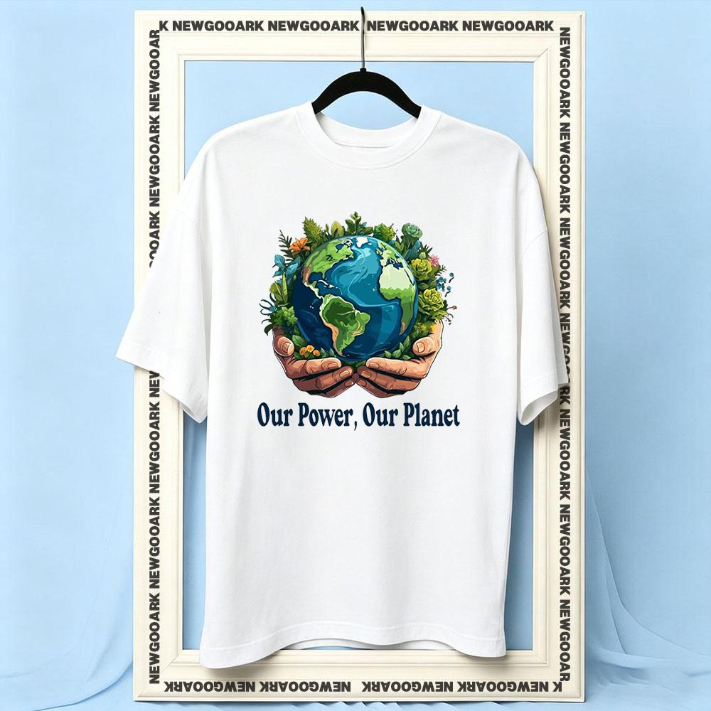 Our Power Our Planet 2026 Earth Day tshirt woman man Casual cotton printed t shirts Adult Oneck summer outdoors tee S