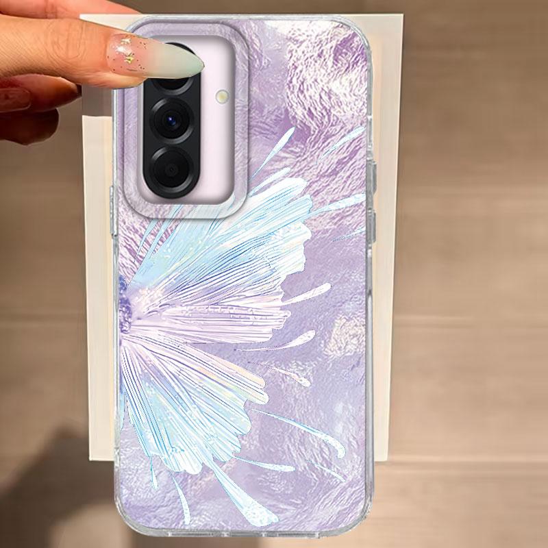 Case For Samsung Galaxy A56 A36 A16 A25 A35 A26 S25 S24 Plus Ultra FE Phone Cover Purple Butterfly Gradient For Samsung A55 Bag