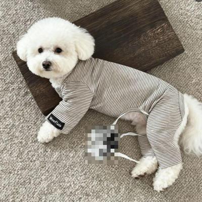 Neutral stil Husdjur Höst och Vinter Basplagg Liten Hund Teddybjörn Randig Jumpsuit med Fyra Ben Varm Bekväm Lätt Lyx Mjukt Husdjurskläder