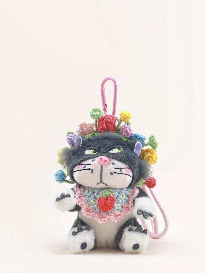 Tokig katt gosedjur nyckelring: Söt Lucifer-nyckelring för ryggsäckar