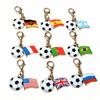 10Pcs DIY Enamel Football and Flag Charms Pendant with Lobter Clasp Craft Keychain Jewelry Making Accessories Findings
