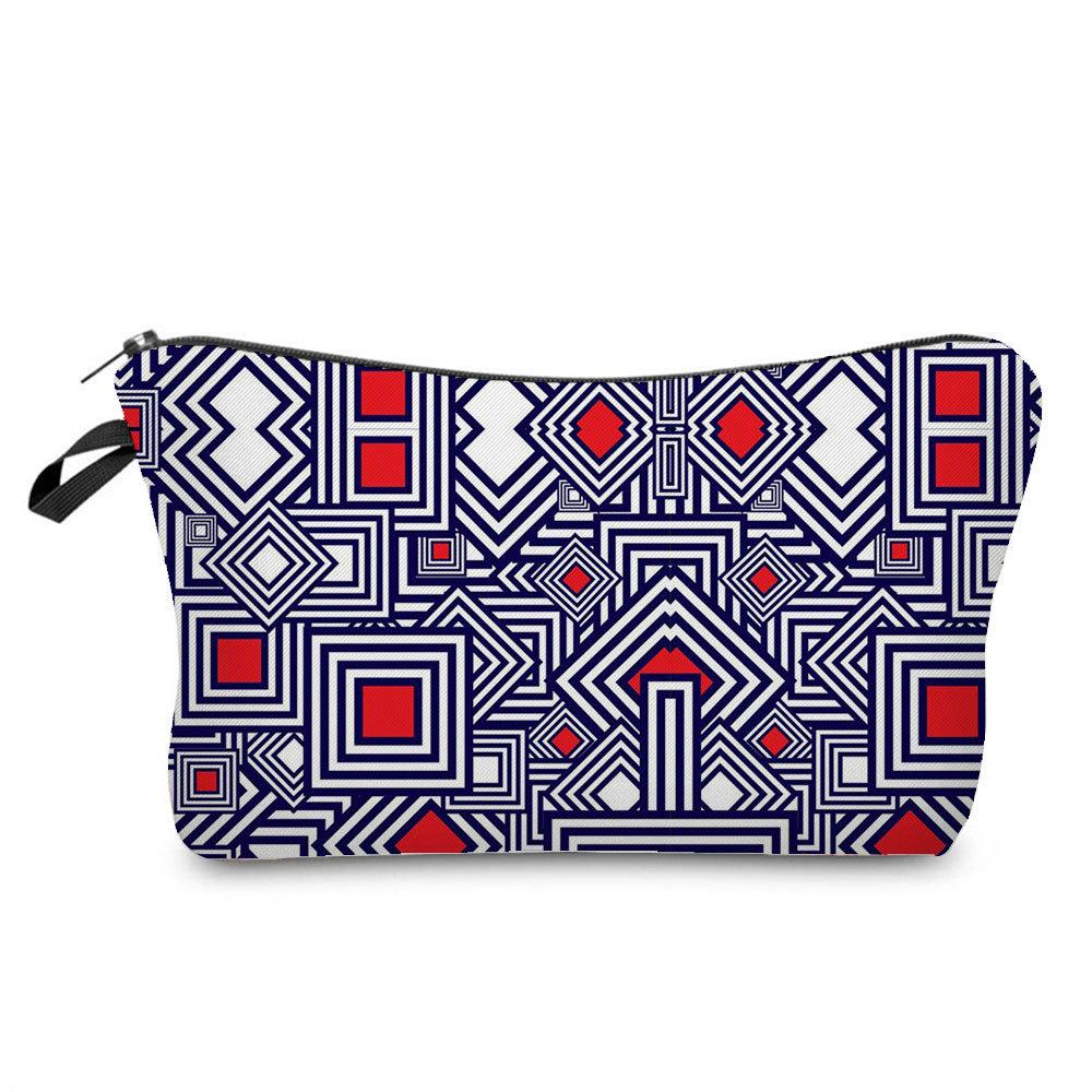 Women Geometric figure Print Cosmetic Bag Toiletries Organize Travel Storage Case 6756 KTB