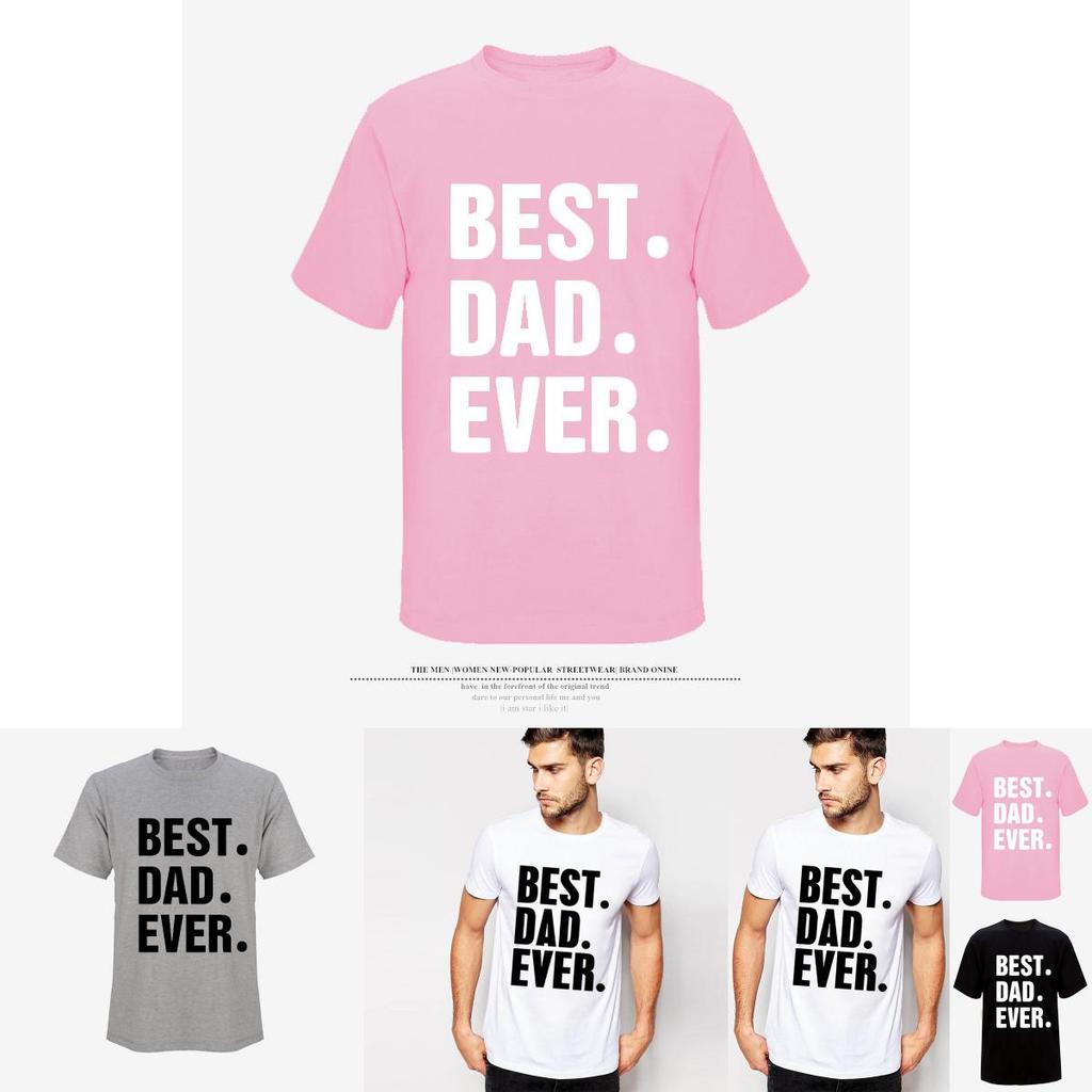 Dad Best Ever Printing Men Casual Tshirt Short Sleeve Summer Cotton Tops Tee