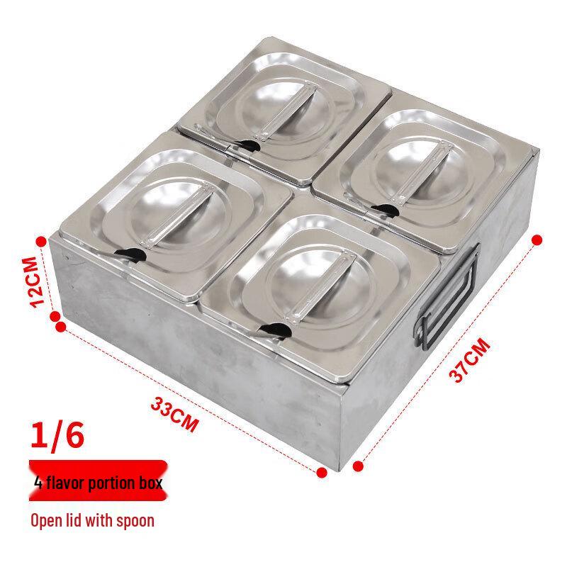 Diann 1/6 Stainless Steel 4-Compartment Condiment Organizer