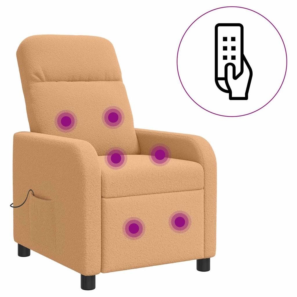 Massage Recliner Beige Boucle