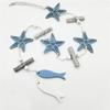 Solid Wood Carving Ocean Series Hanging Crafts Scallop Pendant Blue Ocean Pendant Wooden Ornament