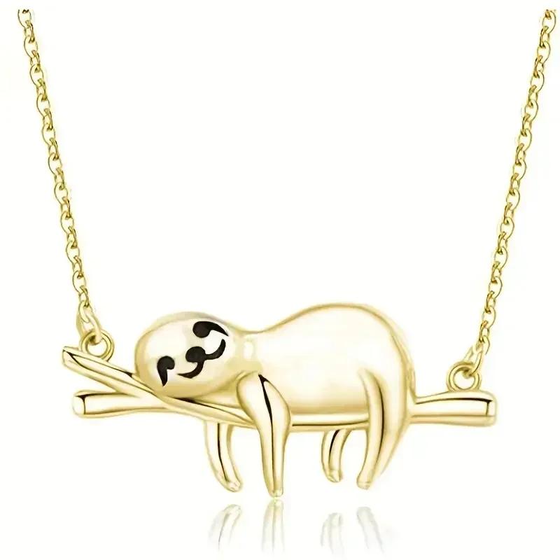 Geschenk Süßer Baum Faultier Anhänger Halskette Für Frauen Neu Kreatives Tier Tägliches Tragen Party Statement Schmuck Ausgefallenes Geschenk 45cm beige