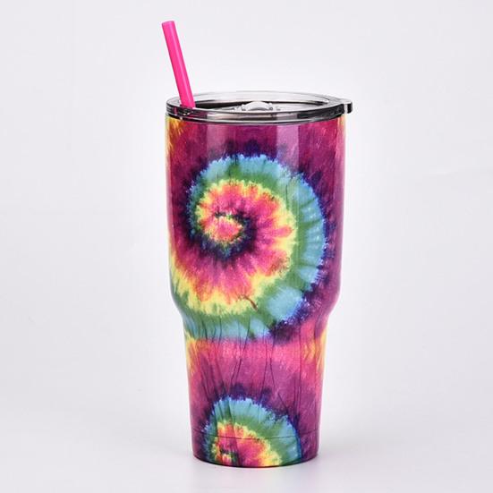 30 Oz Water Bottle Heat Preservation Food Grade Leak-proof Tie-dye Stainless Steel Water Cup Outdoor Accessories