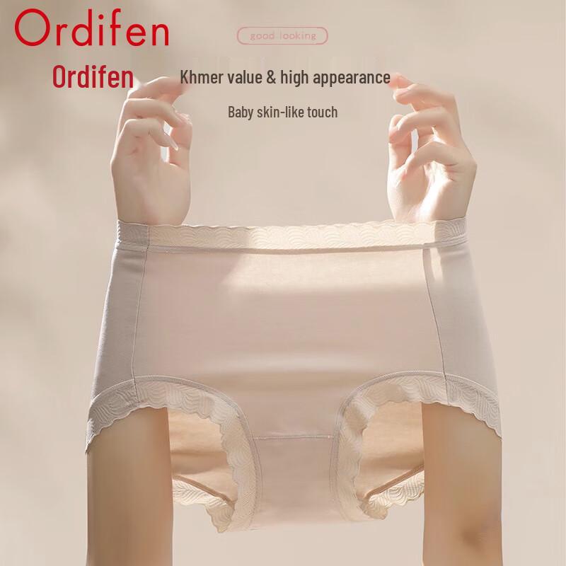 Ordifen Women's 3-Pack Pure Cotton Seamless Lace Mid-Waist Panties