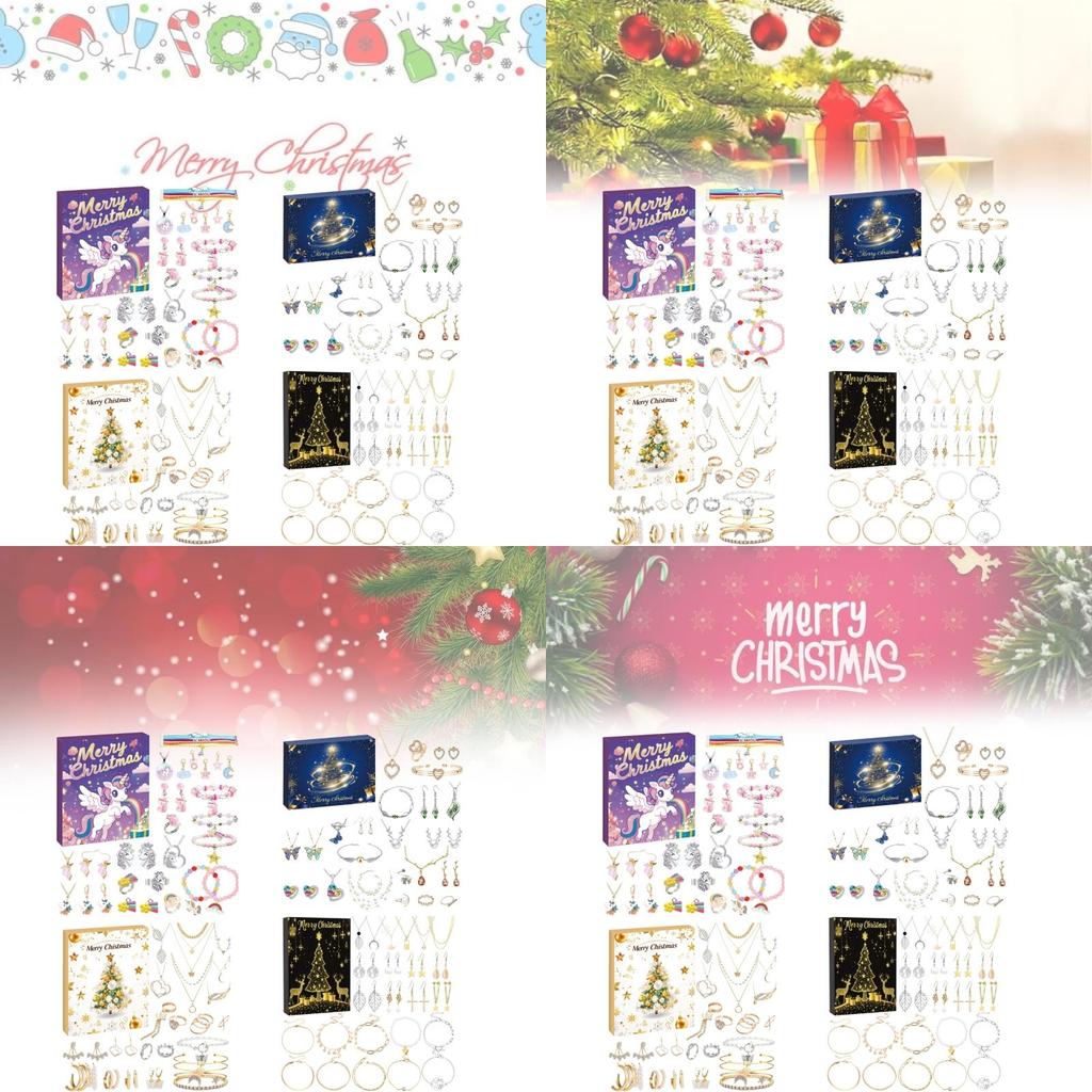 Festive Christmas Themed Earrings Gift Box With Heart And Geometric Designs For Women