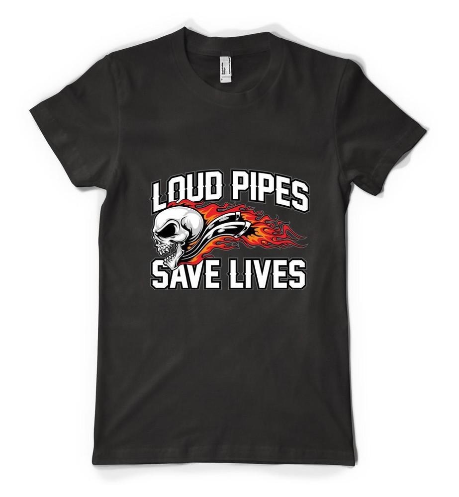 

Personalised Loud Pipes Saves Lives Skull Flame Motorbike Adult And Kids T-Shirt 4XL