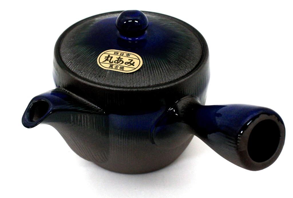 Hisamura Touki Blue Banko Round Net Teapot with Thousand Stripes and Sea Cucumber 7464 (Hisamuratouki) Teapot, 370ml, Ware, Design,