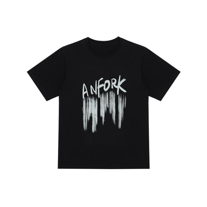 IELGY T-shirt Stile Hong Kong da Uomo a Manica Corta Estiva Larga Casual Stile Coreano di Tendenza Selvaggia Hip-hop Top Abbigliamento a Manica a Cinque Punti