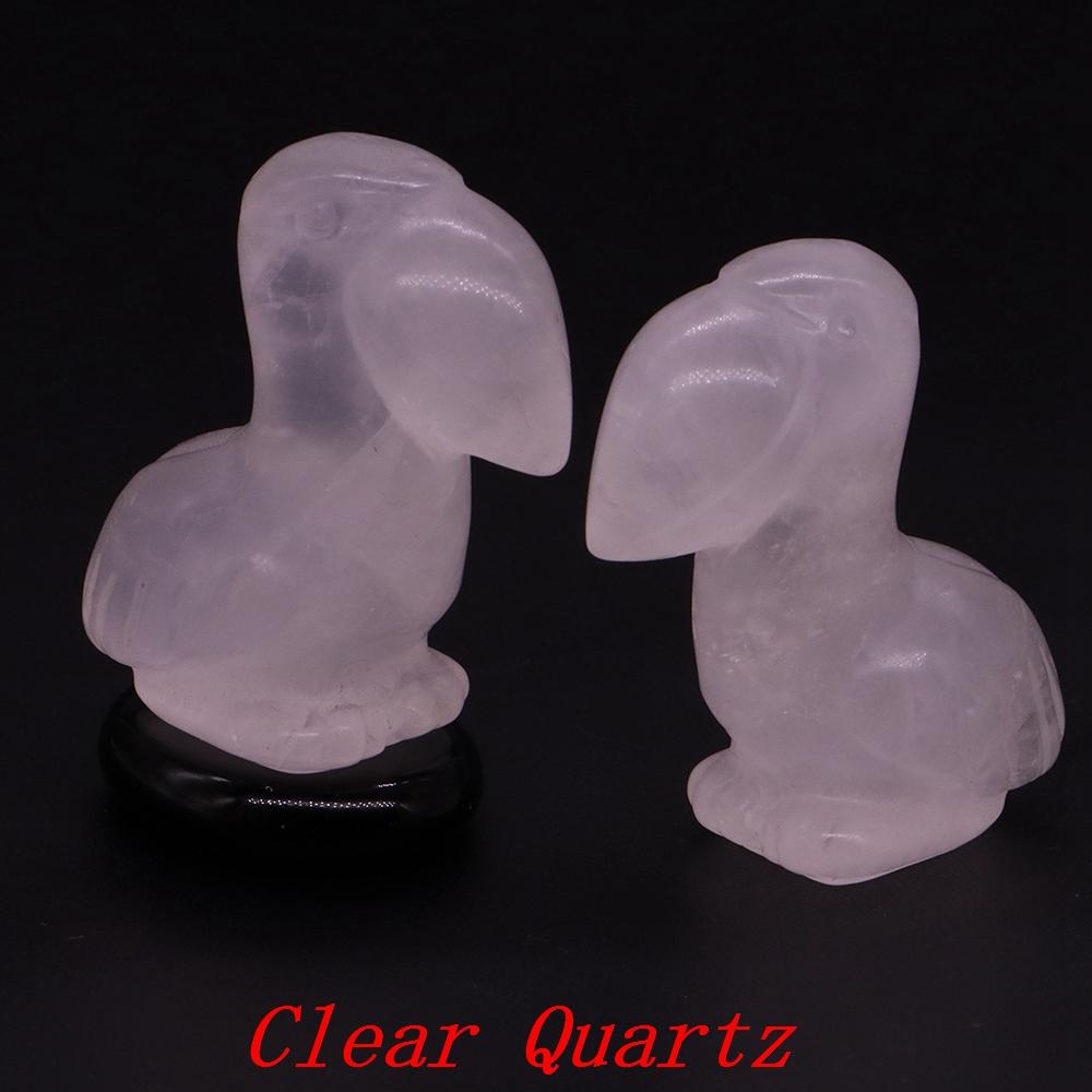 Hand Carved Healing Animal Figurine Toucans Statue Natural Stone Crystal Reiki Gemstone Craft Home Decoration Holiday Gifts 1.6"