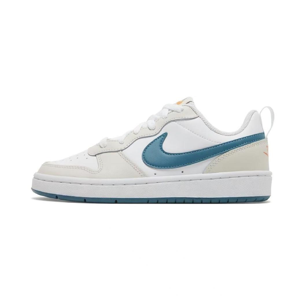 Nike Court Borough Ice Blue Crampons Lightweight Breathable Low top Skateboard Shoes Women's Blue White BQ5448-017(Team1319-)