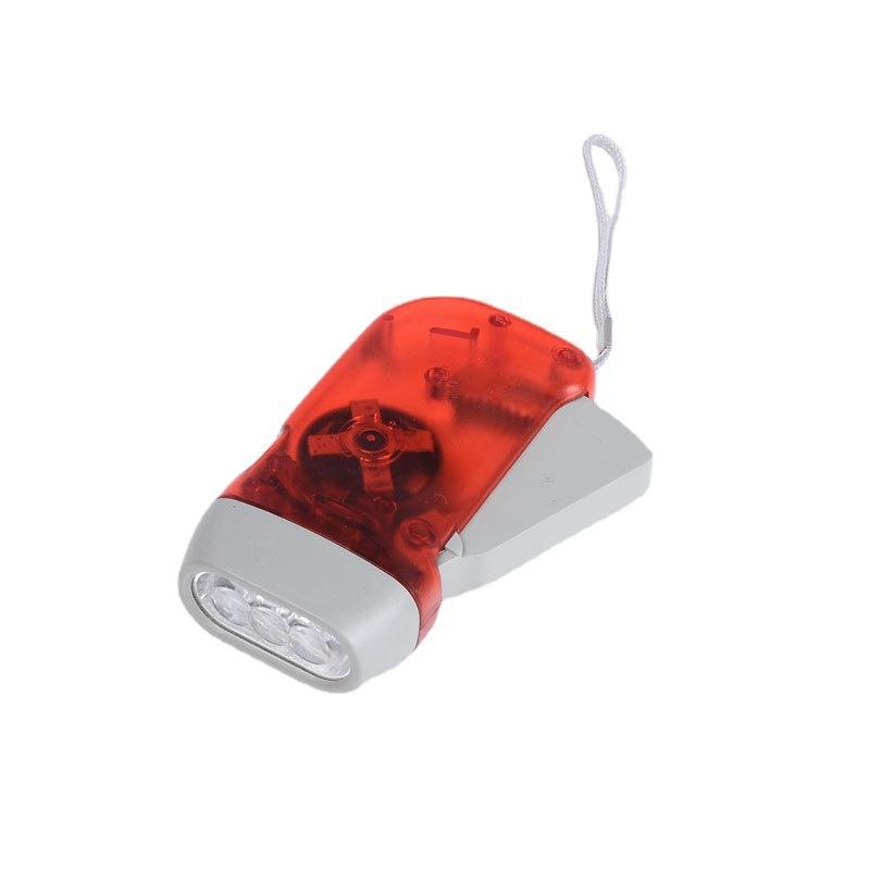 3LEDs Flashlight With Hanging Rope Hand Rechargeable Light Torch Red Shell Manual Bright Small Portable Plastic Mini Outdoor LED