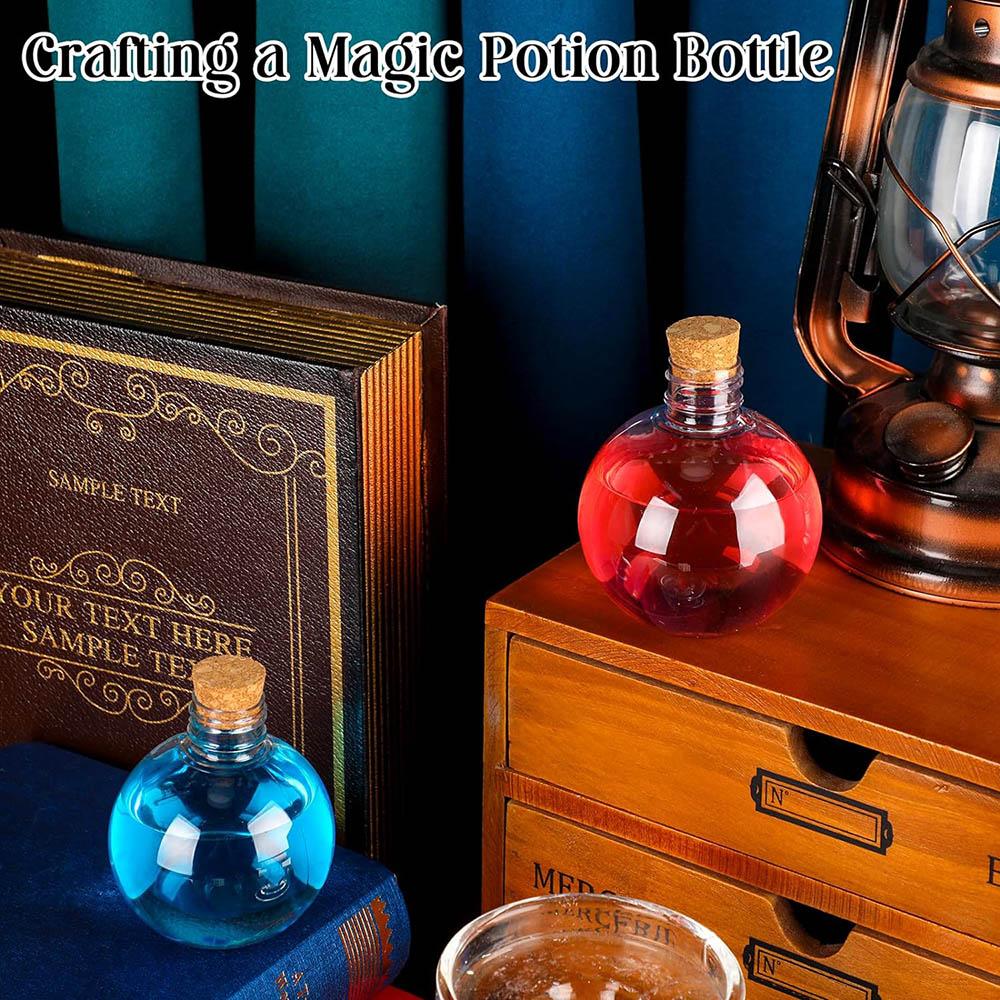 100ml Spherical Plastic Potion Bottles Ball Shape Round Bottles 3.4 Oz Sand Art Bottles with Corks and Tags Bottle Candy Jar