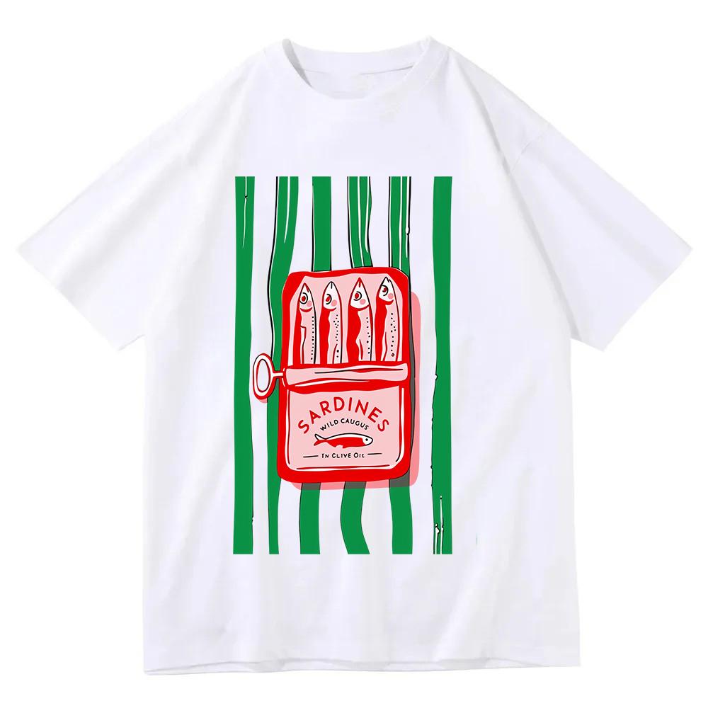Sardines In Olive Oil T Shirt Funny Fish Can Graphic Tee Aesthetic Harajuku Streetwear Top Casual Unisex Short Sleeve Shirt