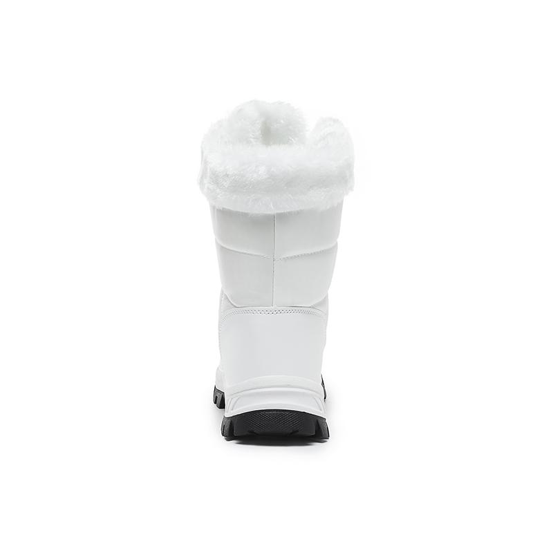 Women's Winter Leather Boots Women Winter Shoes Keep Warm Non-slip Black Snow Boots Ladies Lace-up White Boots