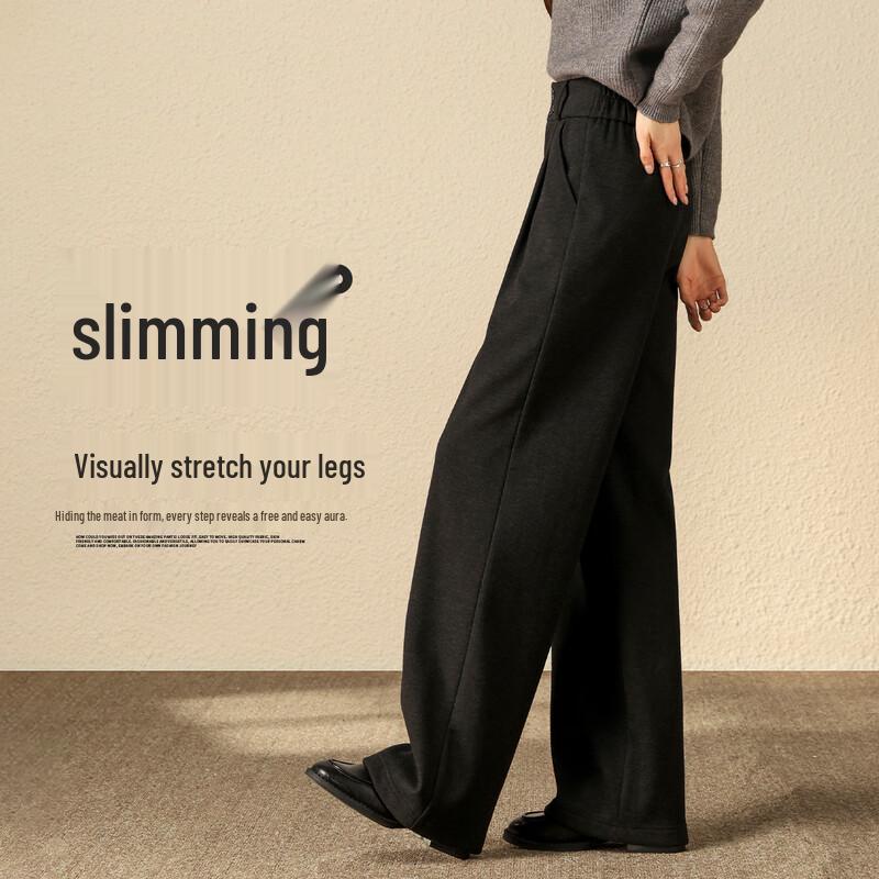 Women's Fleece-Lined Acetate Wool Blend Wide-Leg Trousers