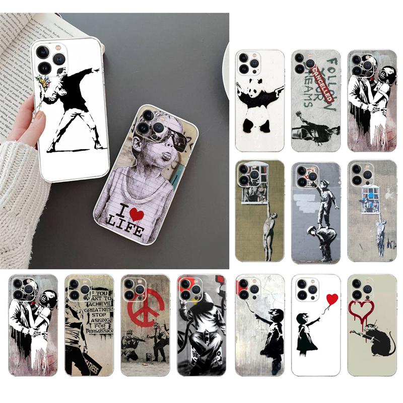 Phone Case For Iphone 17 Pro Max Air 16 15 14 13 Pro Max 15 16 Pro 15Plus Street Art Banksy Graffit