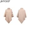 BITCED Autumn/Winter Women's Shawl Cape Sweater Solid-Colour High-Neck Knitted Cardigan