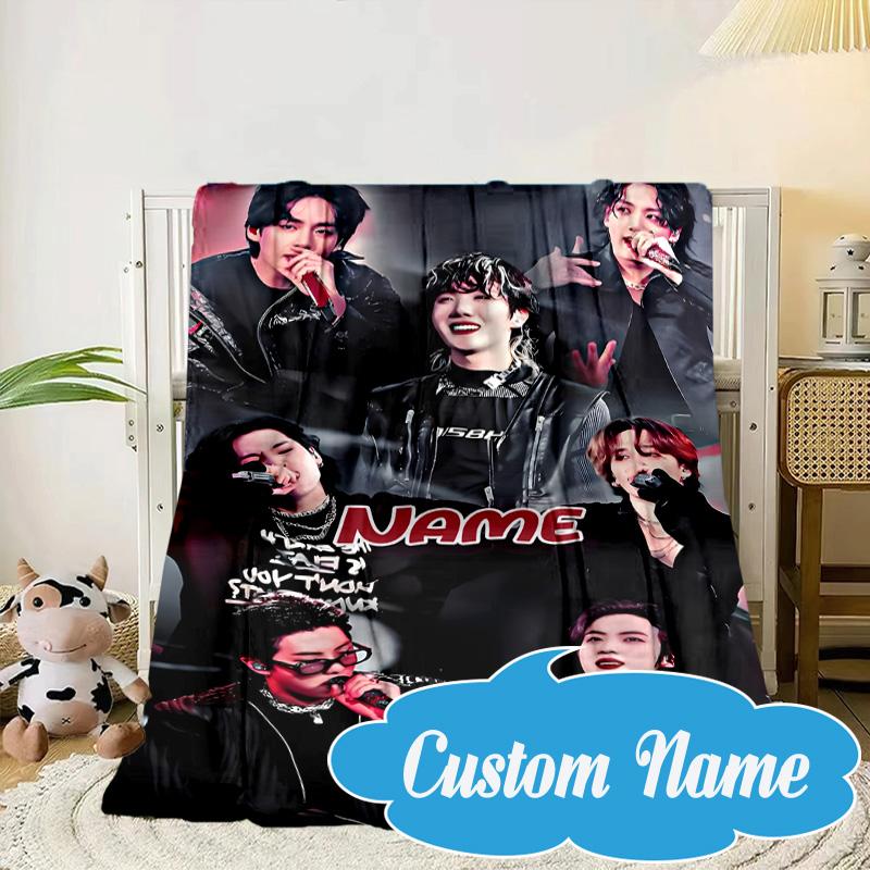 Custom Name K-pop Stars Formal Attire Blanket bed sofa Blanket Flannel Blanket for Camping, Hiking, Picnic Essentials,gift for Fan family