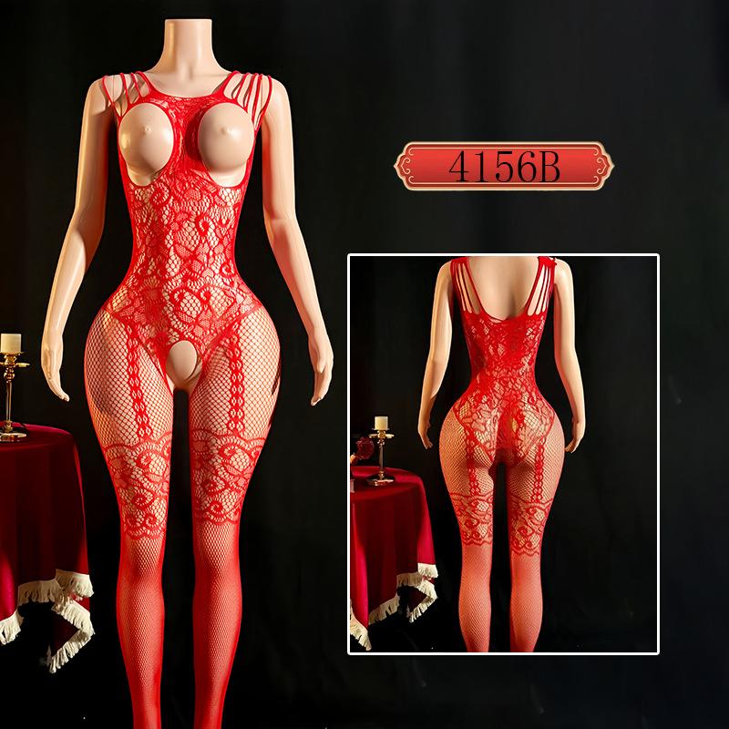 Women Sexy Seductive Mesh Lingerie Set With Black Stocking Intimate Wear
