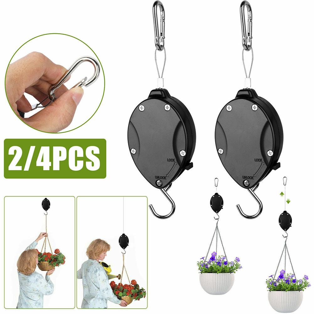 4 Pack Plant Pulley Retractable Plant Hook Pulley Adjustable Plant Hanger Hanging Flower Basket Good