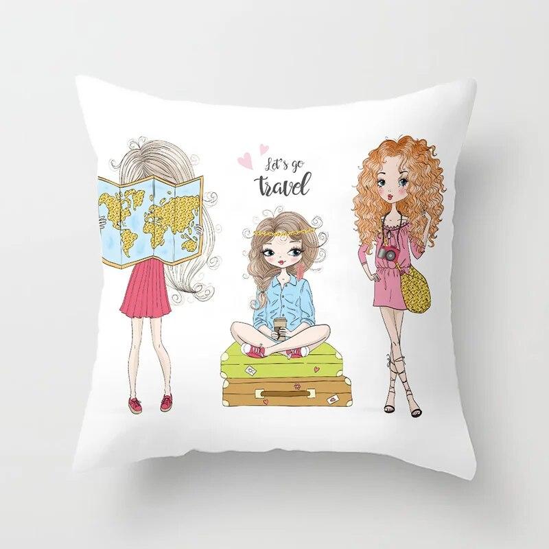 Bedroom Living Room Sofa Bed Decorative Pillowcase Home Decor Cute Girl Princess Cushion Cover
