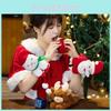 Cute Christmas Santa Claus Plush Doll Toy With Wrist Paddle Bracelet For Children 25cm Height