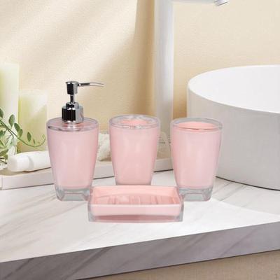 4 Piece Soap Dispenser, Toothbrush Holder, Apartment Essentials, Premium Modern Bathroom Accessory