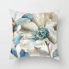 Blue flower and bird printed polyester square cushion cover for home living room sofa office decoration waist cushion pillowcase