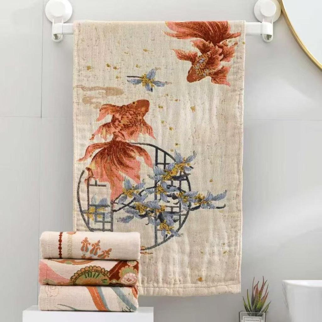 Ethnic Style Oversized Cotton Face & Bath Towel - Soft, Breathable & Absorbent