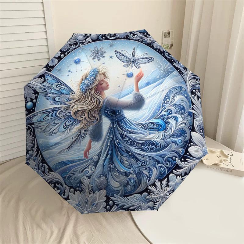 

1pc fairy butterfly Automatic Open/Close Umbrella with Windproof, 8-Rib Sturdy Canopy, Durable Ribs, Fashionable Design1227A