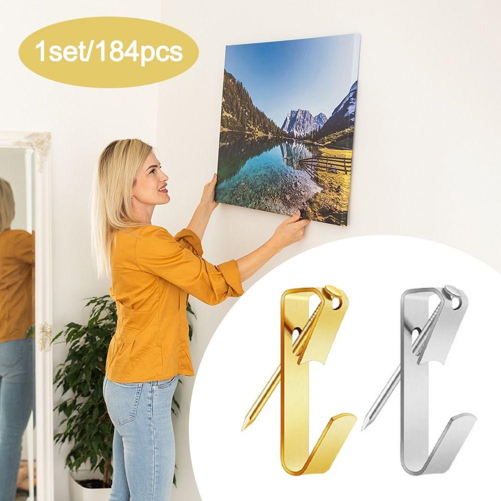 Wall Mounting Photo Frame Hooks With Nails Clocks Clothes Traceless Hooks  for Home Office