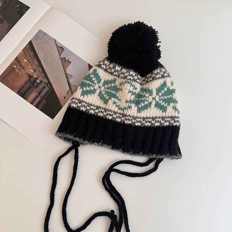 Dimanaf Women Hat Floral Thick Knitted Hat Fashion Lady Warm Winter Autumn