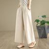 2025 Plus Size Cotton Linen Retro Slimming Pants Summer Set for Women
