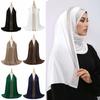 Long Smooth Silk Headscarf Sunscreen Thin Large Shawl Veil Rhinestone Chiffon Hijab Scarf For Gift