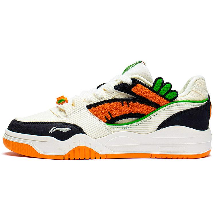 New LiNing Yuebai Anti Slip Wear Resistant Low Top Skateboard Shoes Women's White Black Orange Year Of The Rabbit Limited AGCS427-10