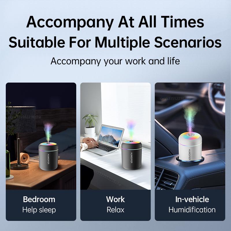 Mini Air Humidifier Aroma Essential Oil Diffuser for Home USB Car Air Humidifier Mist Maker Aromatherapy Diffuser with LED Light