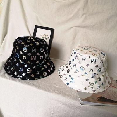 Bronzing Color Letter Fisherman Hat Breathable Cotton Printing Bright and Sparkling Wild Fisherman Hat Fashion Joker Bucket Hat