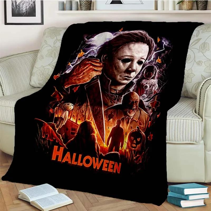 HD Horror Movie Game Halloween Gift Blanket Michael Myers Sofa Bed Decor Warm Flannel for Outdoor Picnic Car