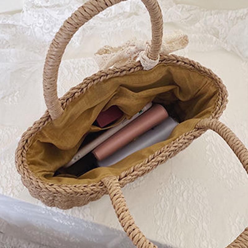 Frauen Rattan Eimer handgemachte gewebte Stroh Tasche neue Stil Band Umhängetaschen