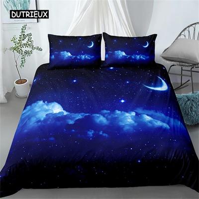 Housse de couette étoiles ensemble de literie ciel nocturne enfants filles garçons ciel nocturne ensemble de housse de couette bleu foncé galaxie pour femmes enfants décoration de chambre