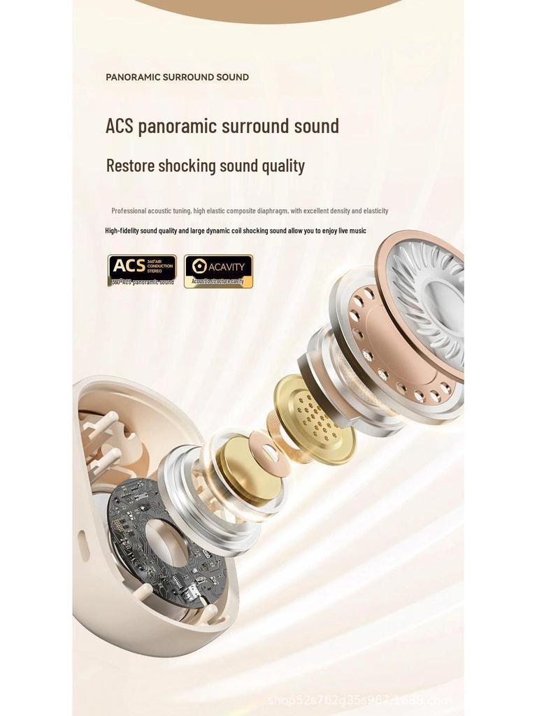 Bluetooth Clip-On Earbuds with Voice Control, Long Battery Life, and Alloy Shell for Comfortable Wear