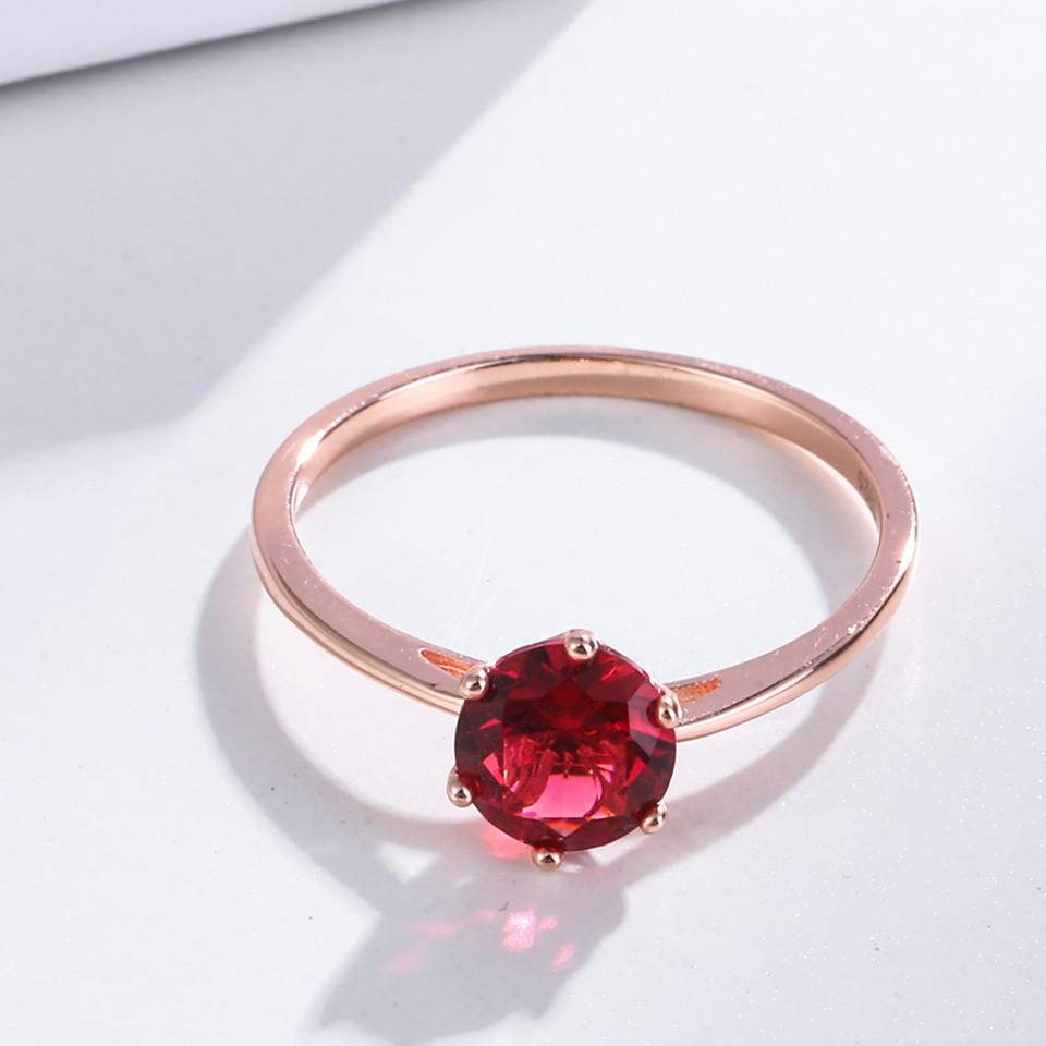Buyee   CopperFemale Classic Ring Red Crystal Ring Finger for Women Fashion Rose Gold Fine Jewelry Circle Gift