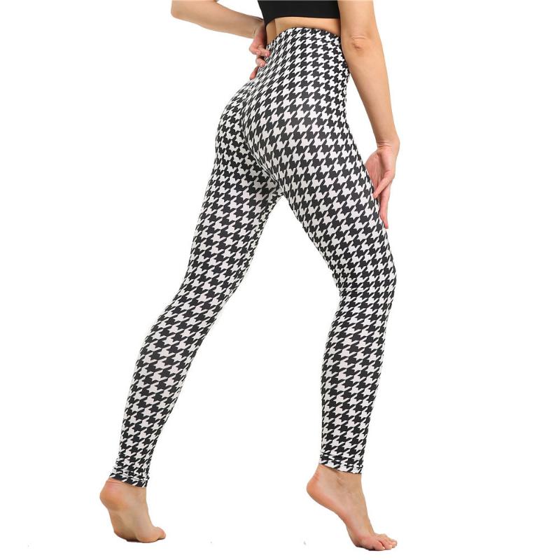 Fashion Geometric Striped Plaid Printed Leggings Stretch Pants Leggings High Waist Elasticity Pants Soft Trousers for Women Tights Fitness Yoga Pants