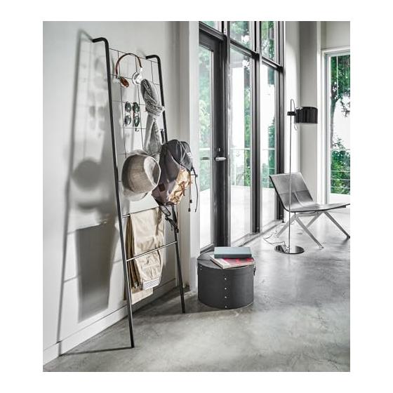 Yamazaki Jitsugyo (Yamazaki) Stand-up Mesh Ladder Hanger Black Approx. W45 x D24 x H160cm Tower Ladder Rack Hanger Rack 4730