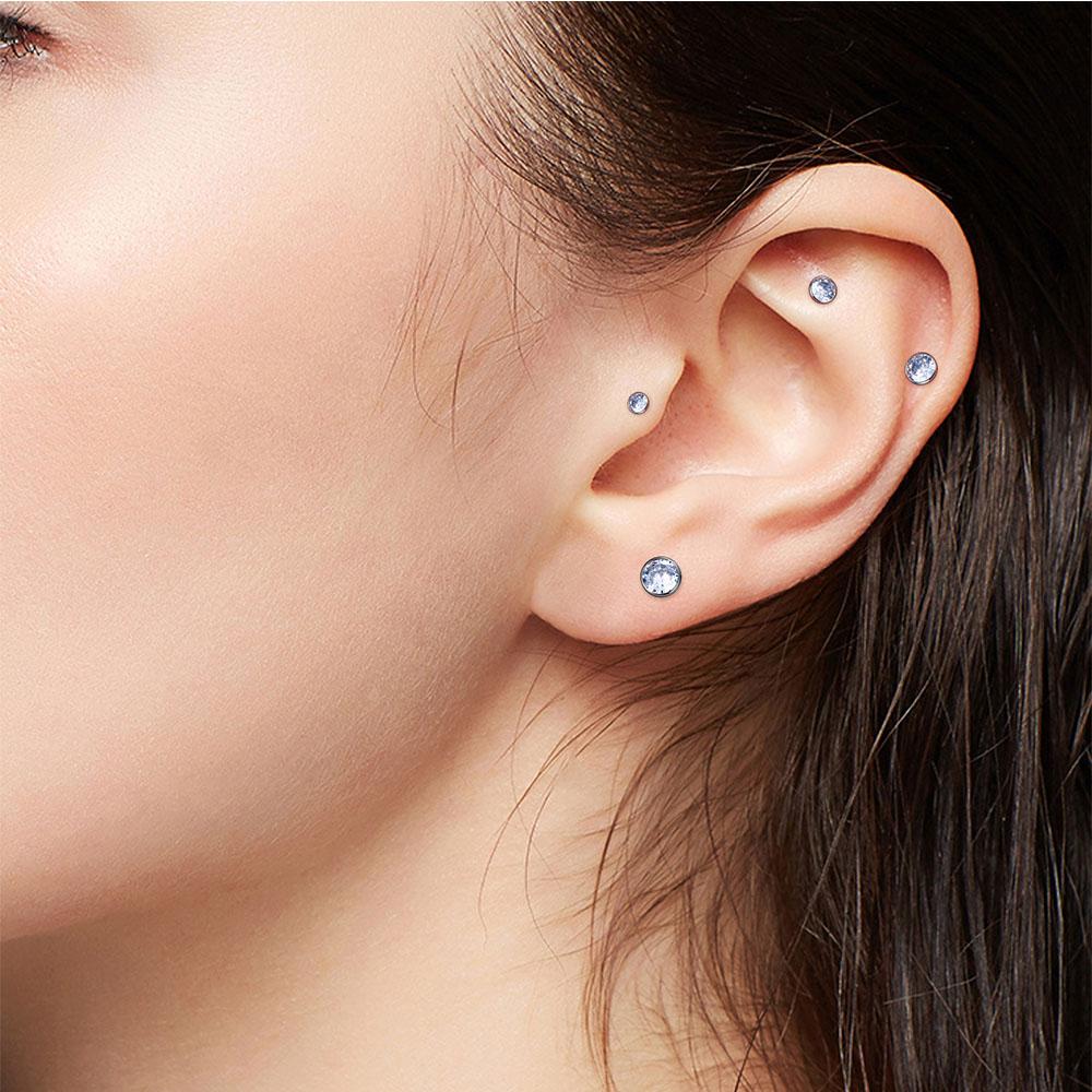 10/50PCS G23 Titanium Internal Thread Cup Shaped Ear Cartilage Nail Simple And Fashionable Perforated Zircon Ear Nail Lip Nail